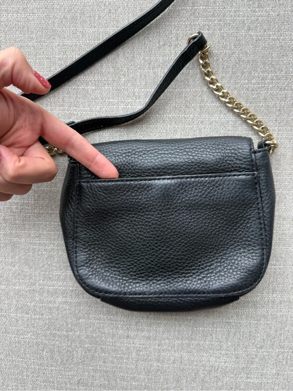 Michael Kors Black Leather Crossbody with Gold MK Emblem